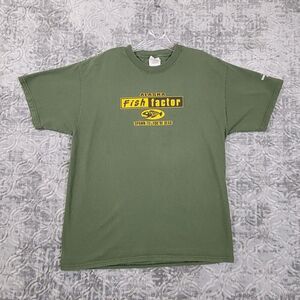 Alaska Fish Factor Shirt Adult Large Green King Salmon Short Sleeve Outdoor